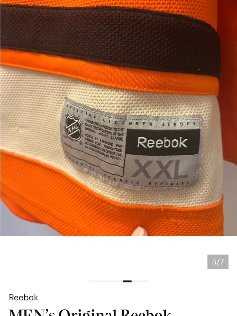 Reebok Orange and Black NHL Hockey Jersey with Captain Patch - Picture 5 of 7